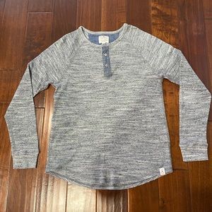 Lucky Brand Henley Pullover Long Sleeve Shirt, Gray, Size L